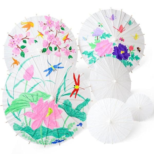 DIY Blank Bamboo Papers Umbrella Craft Oiled Paper Umbrellas Parasol Blanks Painting Bride Wedding Children's Painting Graffiti Kindergarten SN836