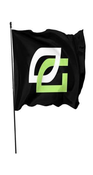 Optic Gaming Logo Customized Lightweight Flags 150x90cm 100D Polyester Fast Vivid Color High Quality With Two Brass Gromm