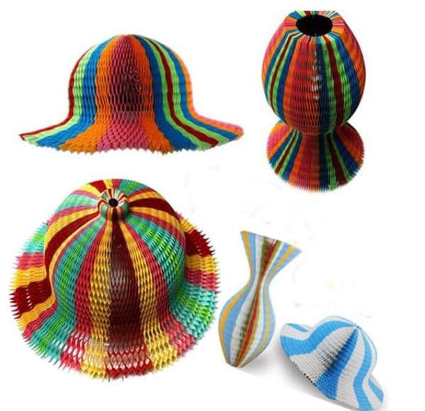 100PCS Magic Vase Paper Hats Handmade Folding Hat for Party Decorations Funny Paper Caps Travel Sun Hats Colorful