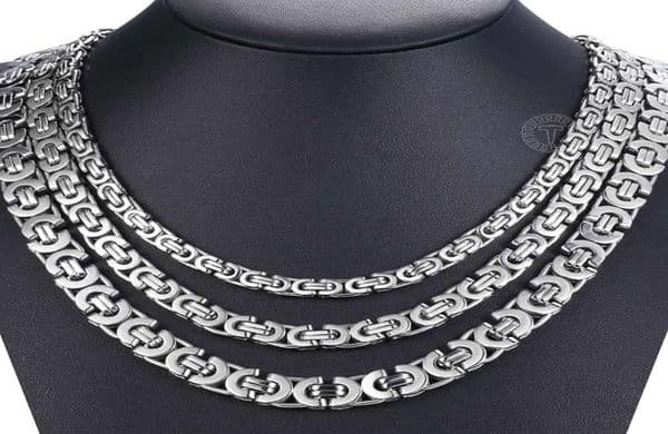 Chains 7911mm Stainless Steel Necklace For Men Women Flat Byzantine Link Chain Fashion Jewelry Gifts LKNN14