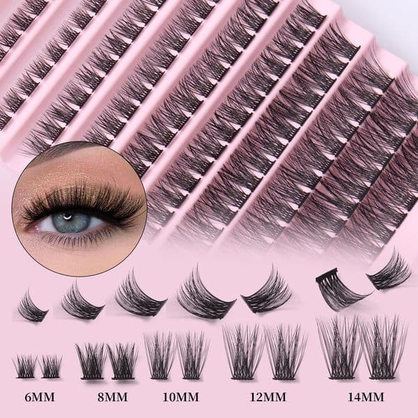 140 Clusters Segmented Eyelashes Thick Curled Crisscross Handmade Reusable Grafted Lashes 8-16mm Individual Eyelashes Extensions
