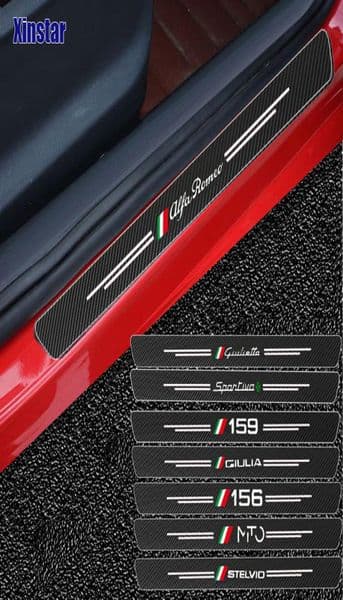 4pcs Carbon Fiber Car Door Sticker For Alfa Giulia Giulietta 159 156 MITO Stelvio 147 Sportiva Auto Accessories