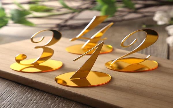 10pcs Wedding Table Numbers decoration for Wedding centerpieces Gold Mirror Acrylic Signs Reception number decor standing 2009