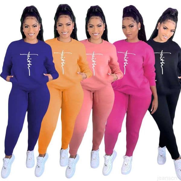 Designers Women sports tracksuits Clothes 2023 autumn and winter letter printing solid color Pullover set women's wear