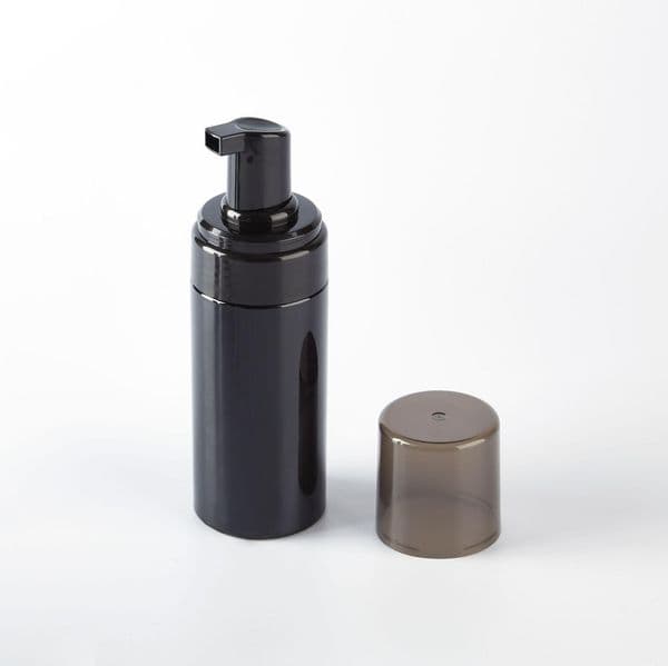 High-end Black Plastic Foam Pump Bottles 100ml 120ml 150ml 200ml BPA Free with transparent-black cover for foaming soap mousse