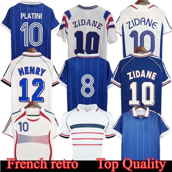 1998 french Retro Soccer jerseys 1982 84 86 88 90 96 98 00 02 04 06 ZIDANE HENRY MAILLOT DE FOOT REZEGUET Football shirt french club Classic Vintage Jersey Sweatshirt