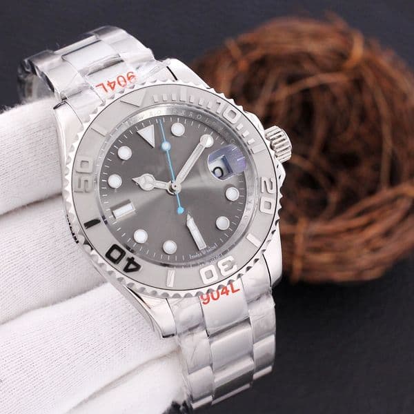 Mens women Yachtity Watch 40MM ceramic classic silver case sapphire glass quality automatic mechanical movement watches rubber strap Master Wristwatches