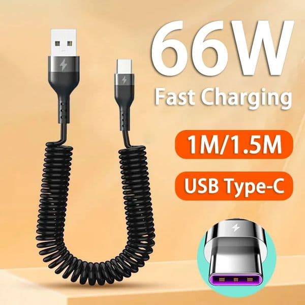 66W 5A Fast Charging USB Type C Cable Car USB Cable for Samsung Xiaomi Redmi Honor Phone Charger Data Cable