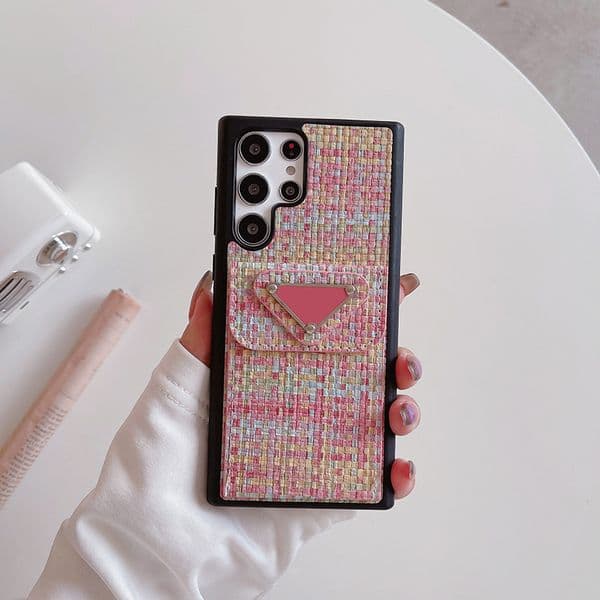 Crossbody Phone Case for Galaxy Note Ultra Luxury Weave Chains Shoulder Strap Card Wallet Cover Coque Funda Celulares R251211