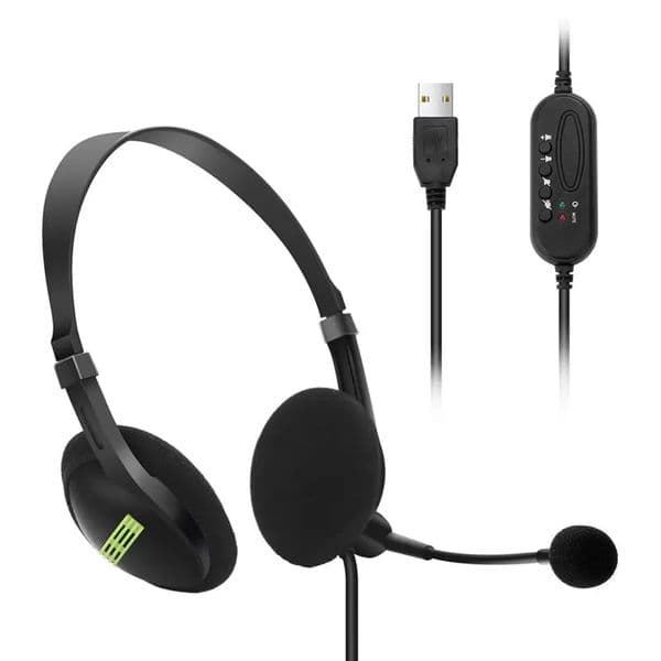 USB Computer Headphones Call Center Lightweight Wired Headset With Microphone Music PC Headphones for Office Laptop Mac Kids