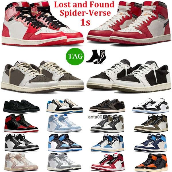 Men Women 1 High OG Basketball Shoes 1s low Black Phantom Reverse Mocha Olive Concord Spider-Verse Lost Found Bred Patent Mens Trainers Sport Sneakers