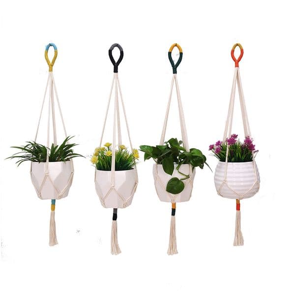 Plant Hanger Macrame Wall Hanging Plant Basket Cotton Rope Flower Pot Holder Indoor Outdoor Balcony Decoration Wall Art
