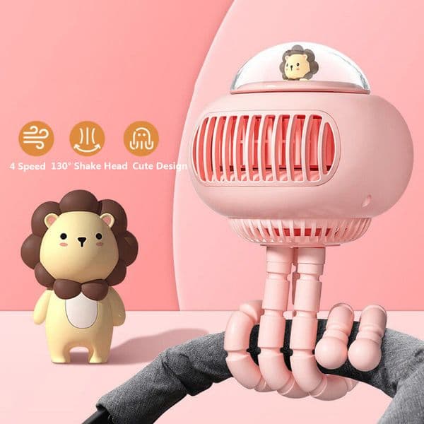 Lovely Cartoon Portable Safe Stroller USB Charging Air Cooling Electric Home Multipurpose Handheld Desktop Bladeless Fan