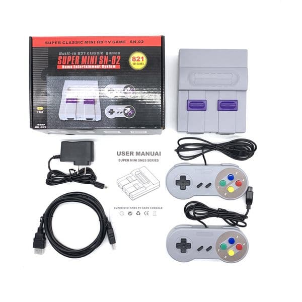 Portable Game Player 2024 1080P HDTV TV-Out Video Handheld Console for SFC NES Games Family Gaming hine - Gray dh910320090