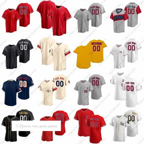 2023 Custom Ohtani Baseball Jerseys Trout Barria Rendon Quijada Estevez Suarez Barria Anderson Canning Davidson White