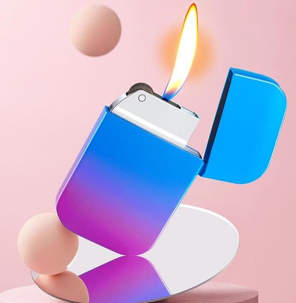 Latest Slim Wheel Gas Lighter Cigar Cigarette Butane Flame Gradient Lighters 5 Colors Inflatable Smoking Tool Accessories