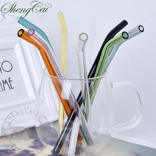 Drinking Straws glass Reusable Straws Metal Drinking Straw Bar Drinks Party wine Accessories 8MM and cleaning brush drinking tool ZZ