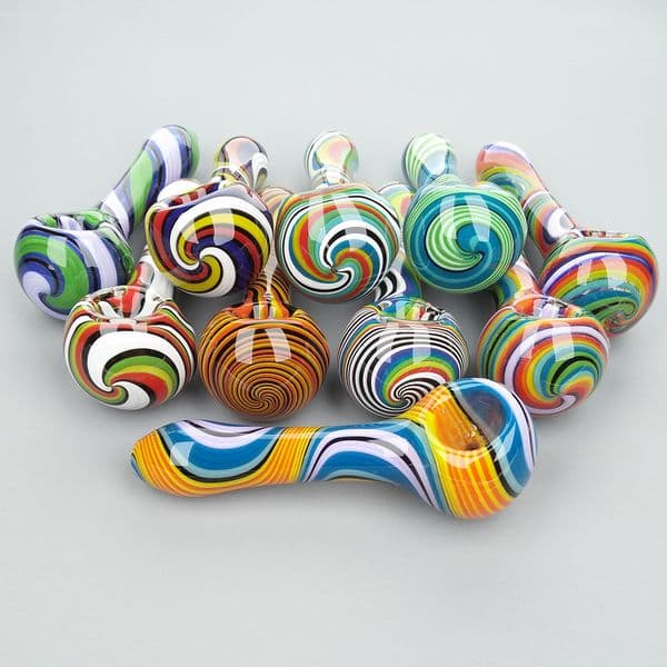 4.5 Inch glass pipe lollipop glass herb pipes accessories hand pipe colorful strips tobacco spoon pipe Cool Smoking Glass Smoke Pipes