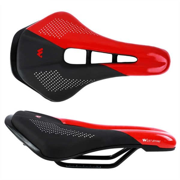 Bike Saddles WEST BIKING Ultralight Mountain Bicycle Saddle Short Nose Road Bike Seat PU Leather Hollow Prostatic Saddle Bicycle J230213