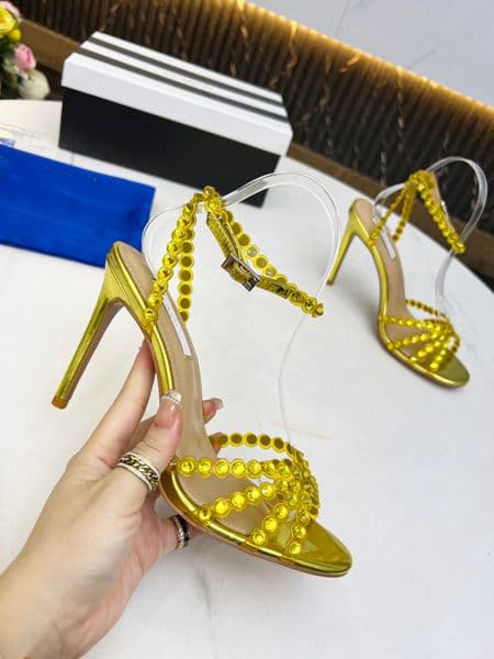 Designer Sandals Brand High Heel Shoes Women stone high heels Sandals lay sexy pumps 100% leather women heels wedding party shoes with box size 35-42
