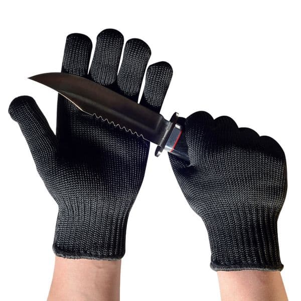 Anti grade 5 steel wire anti cut protective kitchen killing fish multi purpose black labor protection gloves