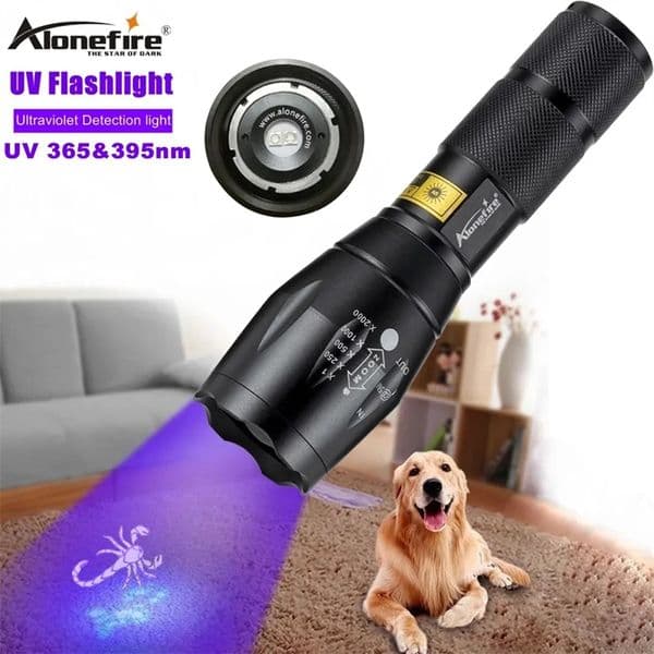 AloneFire A100 LED Torch UV Flashlight Dual LEDs 365nm 395nm Ultra Violet Torches Light For According to Amber Arresting Scorpions Animal Urine Test