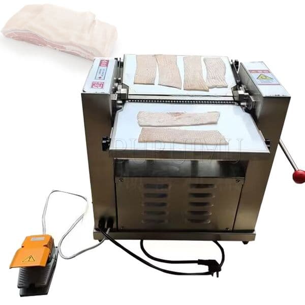 370W 0.6-6MM Adjustable Thickness Pig Meat Skinner Pork Skin Peeling Cutting Machine Price Peeling Pork Skin Machine