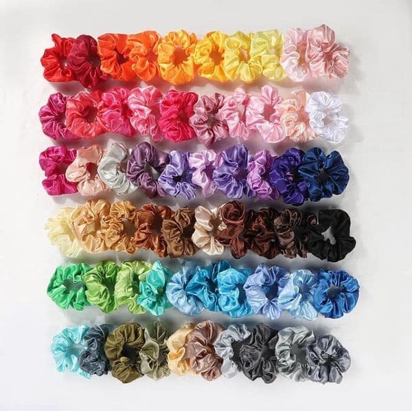 Party Favor 60 color Vintage Hair Scrunchies Stretchy Satin Scrunchie Pack Women Elastic Hair Bands Girls Headwear Plain Rubber Hair Ties SN6926