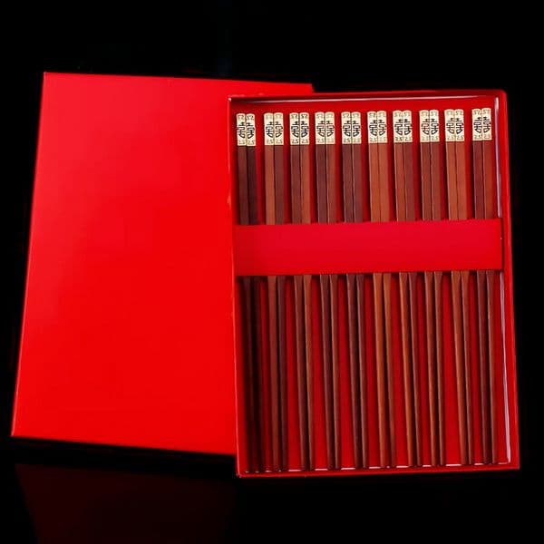 100pairs Chinese Style Double Happiness Gold Head Wood Chopsticks Wedding Party Favor And Gift For Guest Friend