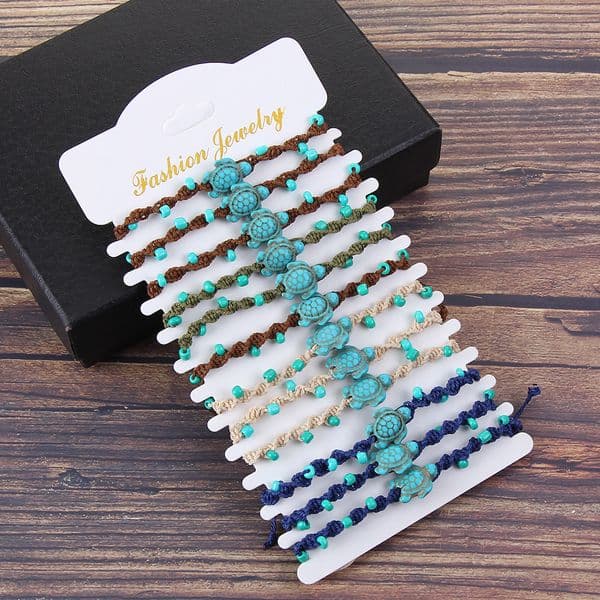 Natural Sea Shell Tortoise Charm Bracelets For Women Men Summer Sandy Beach Hand Woven Rope Chains Bangle DIY Jewelry