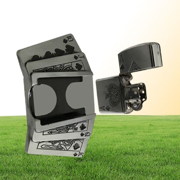 Retail New Spades 10JQKA Playing Cards Kerosene Lighter Cowboys Belt Buckle With Metal Men Belt Accessories Fit 4cm Wide Belt255W5
