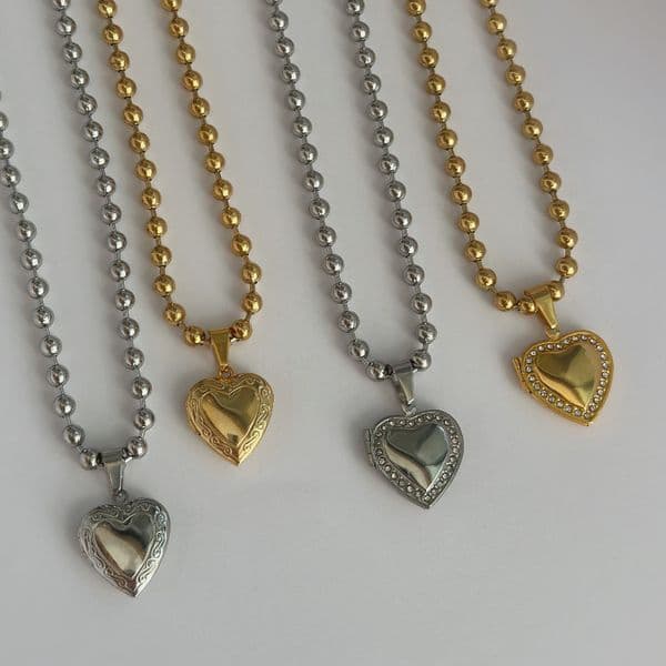 New 18k Gold Plated Stainless Steel Valentine S Day Diy Love Photo Frame Souvenir Zircon Bead Necklace For Women Gift