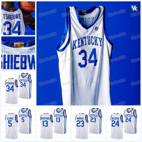 Kentucky Wildcats 2022-23 Home Basketball Jersey 34 Oscar Tshiebwe Jacob Toppin CJ Fredrick Sahvir Wheeler Daimion Collins Antonio Reeves Grant Darbyshire