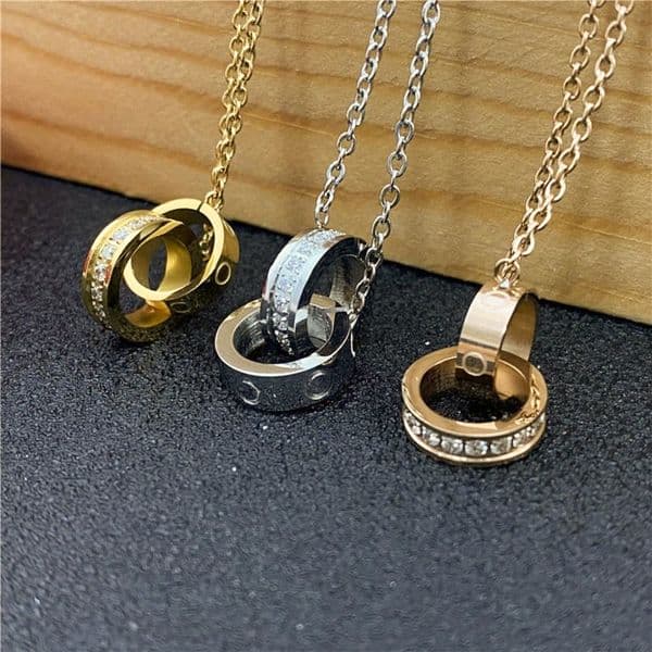 Luxury designer necklace diamond screw love for men cool aesthetic double hoop cjeweler chains mens woman pendant necklaces ladies jewelry hot