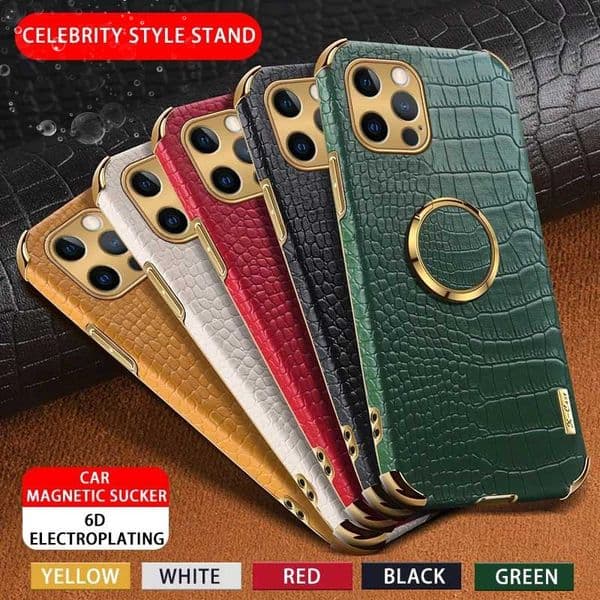 Luxury Business Leather Crocodile Texture Cell Phone Cases With Finger Ring Holder Bracket For iPhone 16 15 14 13 12 11 mini Pro Max Xs Xr 6 7 8 Plus protective cases