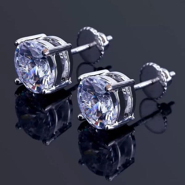 8mm Hip Hop Stud Earrings Silver Gold Plated CZ Earring Mens Womens Zirconial Earing Ear Ring Women Men Designer Diamond Earings Jewelry Gifts 2024 AA