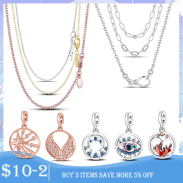 S925 Silver Charm bead fit Charms Bracelet Color Classic Cable Chain Necklace Rose Gold charmes ciondoli DIY Fine Beads Jewelry