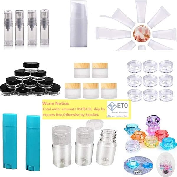 5ml 10ml White mini Airless Lotion Pump Bottle 2ml 3ml Plastic Glass Mist Spray Travel Refillable Sample Vials Oval Lip balm Black Lids Jars Tubes Wood Grain Lid Cream