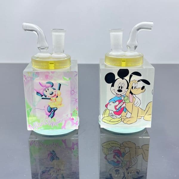 Glass Oil Burner Pipes hookah Glass Smoking bongs Smoke Pipes Classic block cartoon printed glass hookah