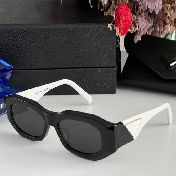 luxury trend designer sunglasses women men SPR66 engraved Shiny metal letter classic vintage thick acetate matte frame hip hop avant-garde glasses Anti-Ultraviolet