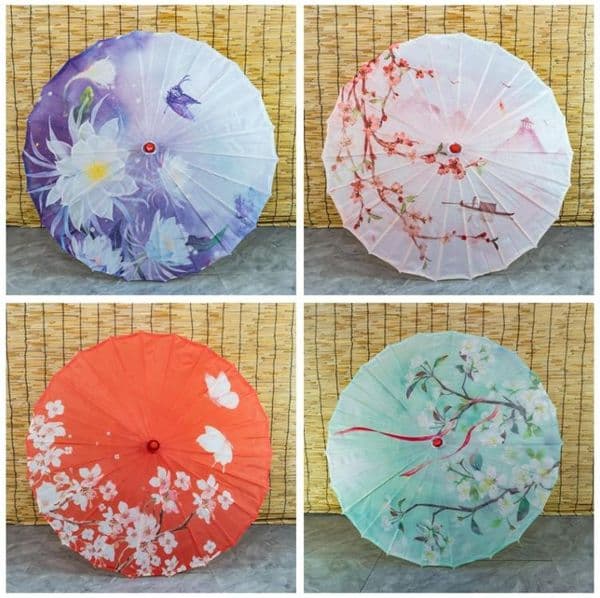 Rainproof Paper Umbrellas Chinese Traditional Craft Wooden Handle Oil Papers Umbrella Wedding Party Stage Performance Props SN194