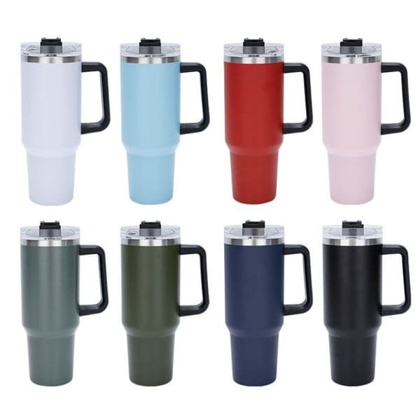 40oz stainless steel tumbler with handle lid straw big capacity beer mug water bottle powder coating outdoor camping cup vacuum insulated drinking tumblers