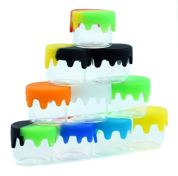 6ml glass container Nonstick wax containers jars silicone lid glass-box oil jar oil-holder dab tool storage SN6822