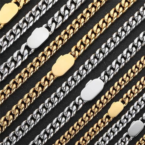8/10/12mm 18-24inch High Polished 316L Stainless Steel Cuban Chain Necklace Bracelet for Men Women Punk Jewelry