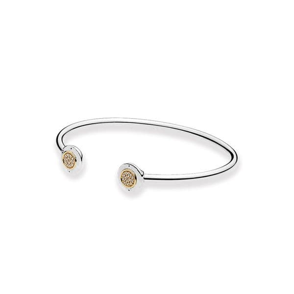 Golden Disc Open Bangle Bracelet 925 Sterling Silver Luxurious Bracelets Women Girlfriend Gift Wedding Party Jewelry Diamond Cuff bracelet with Retail Box set