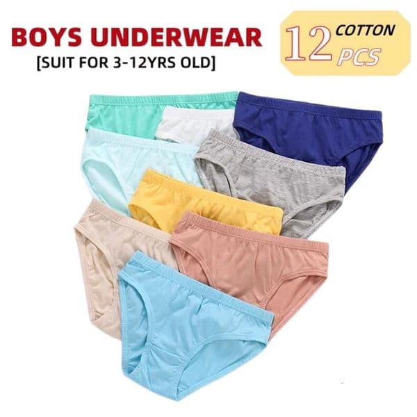 12pcsLot Pure Color Boys girls Panties Cotton Underwear Shorts Kids Briefs Clothes Children Pants 250829
