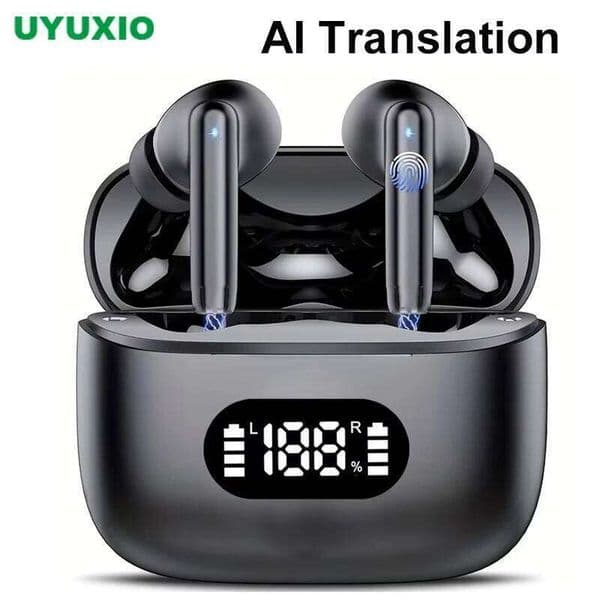 AI Language Earbuds in Translator Earphone Real Time Languages Accents for Travel Business Learning