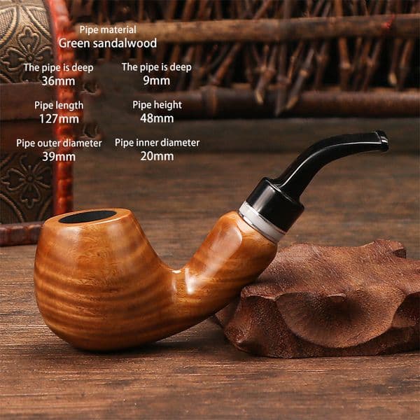 Sandalwood Pipe Solid Wood Dry Pipe Smoking Craft Brown Black Ebony Multiple Options Available Handmade Tobacco Pipe-Model 676