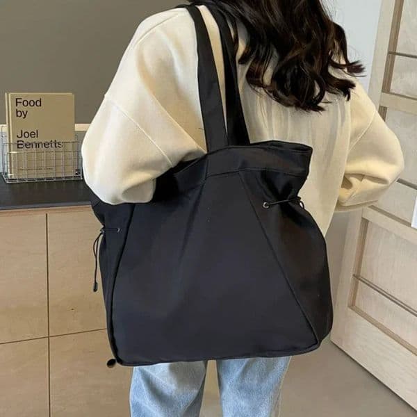 Casual Fashion Large Capacity Tote Bag Simple Travel Women Shoulder Aesthetic Handbags Drawstring Handbag 250902BJ