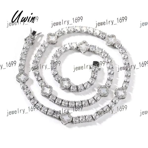 UWIN New Arrival Mini Four Leaf Clover Necklace Stone Bling Tennis Chain Women Jewelry Necklace